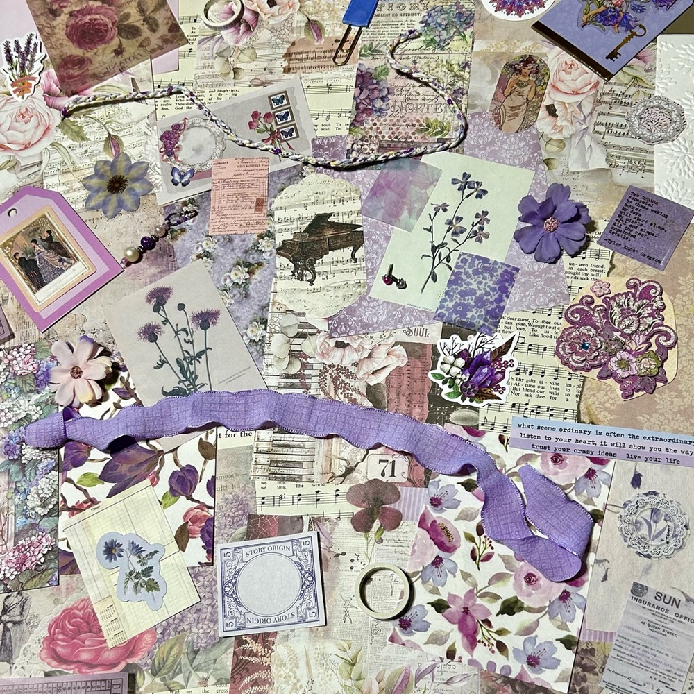 Purple music theme junk journal scrapbook kit